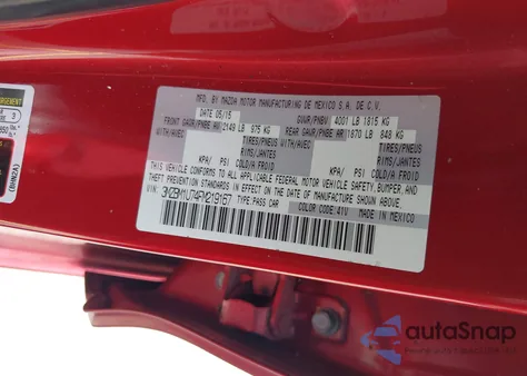 2015 Mazda Mazda3 I Sport from USA, damaged, VIN 3MZBM1U74FM219167